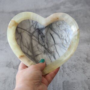 Luna Norte Heart Trinket Dish Marble and Onyx